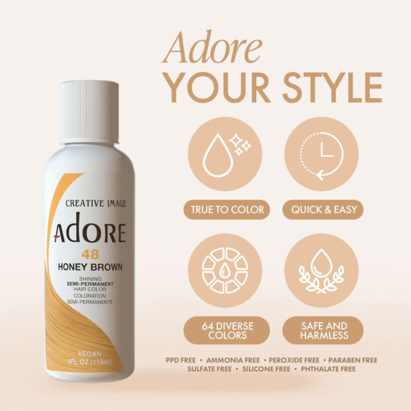 Adore Semi-Permanent Hair Color 106 Mahogany Wholesale– Vibrant, Long-Lasting Brown Hair Dye – Vegan, Cruelty-Free, Ammonia-Free – 4 fl oz Bottle – Wholesale Pack of 1 – Made in USA - Image 2